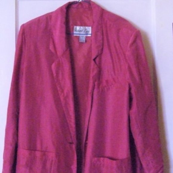 100 % Silk Blazer Richard Long Fushia Lined Large - Picture 1 of 2